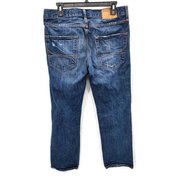 Hollister men's dark wash distressed button fly jeans in 31X32 - Picture 2 of 6